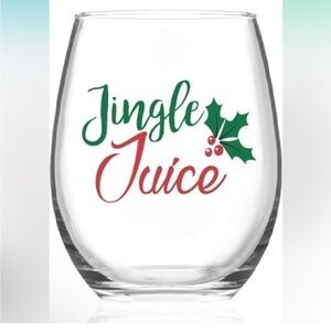 Jingle Juice Holiday Glass Stemless Wine Glass